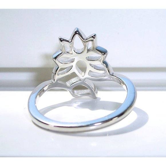 925 STERLING SILVER Large Lotus Flower Ring - Picture 8 of 16